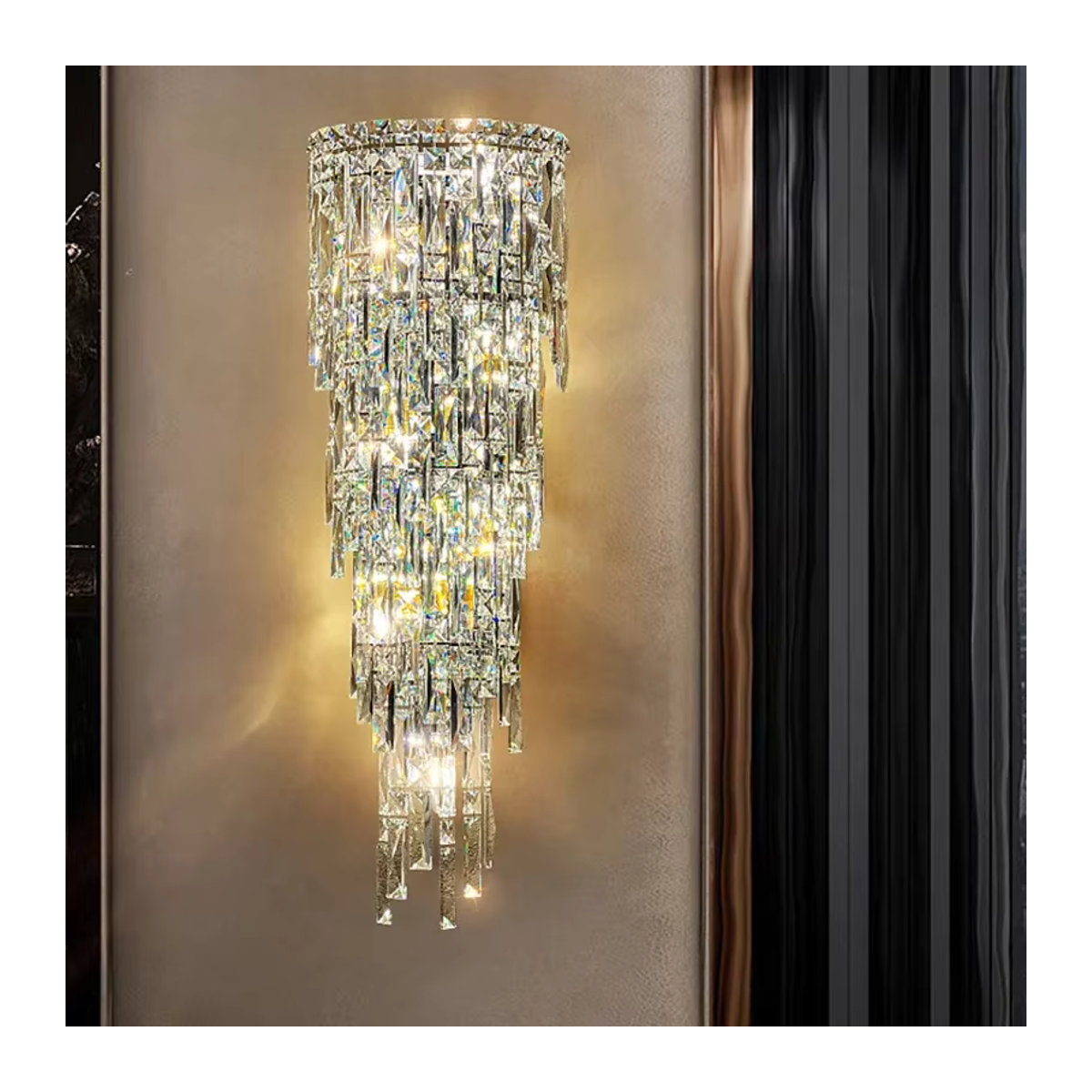TAONUANSHU Moderne Kristall LED Wandleuchte in Gold und Chrom aus Glas für Korridor, Treppe oder Hotel-Lobby - Bild 5