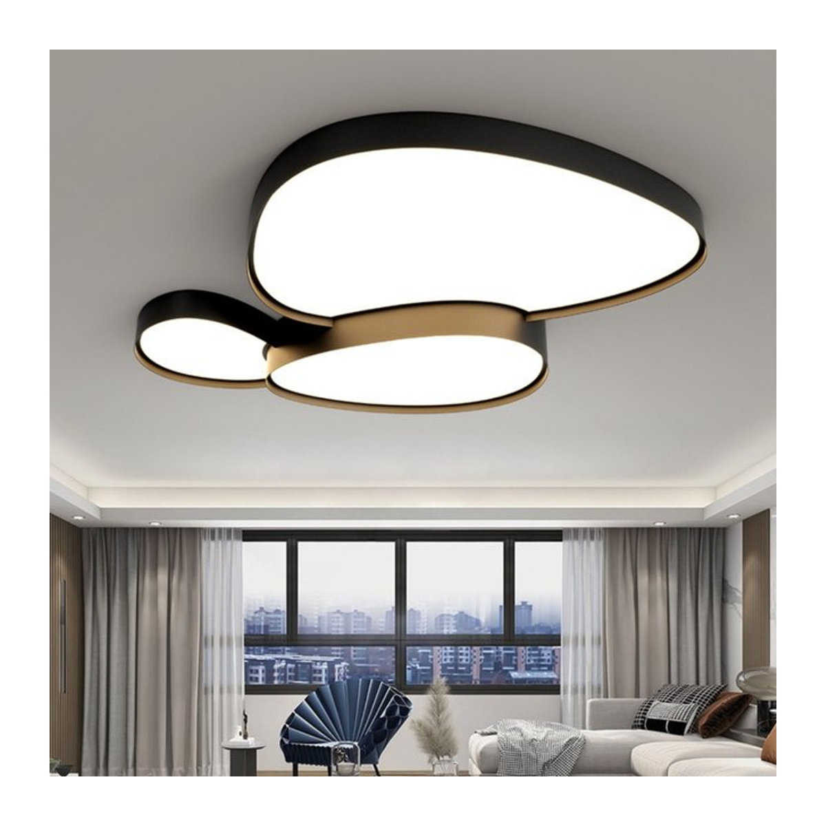 TAONUANSHU Moderne LED Deckenlampe im Nordic Design mit Kopfsteinpflaster-Optik in Schwarz - Bild 1