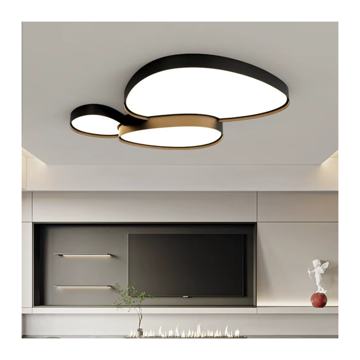 TAONUANSHU Moderne LED Deckenlampe im Nordic Design mit Kopfsteinpflaster-Optik in Schwarz - Bild 2