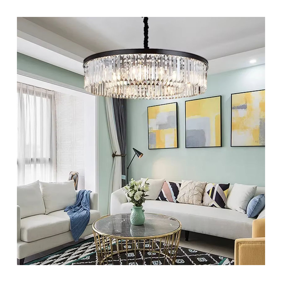TAONUANSHU Moderner LED Kristall Kronleuchter in Schwarz für Wohnzimmer, Schlafzimmer und Esszimmer - Bild 3