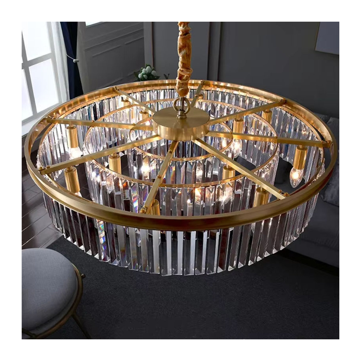TAONUANSHU Moderner LED Kristall Kronleuchter in Schwarz für Wohnzimmer, Schlafzimmer und Esszimmer - Bild 4