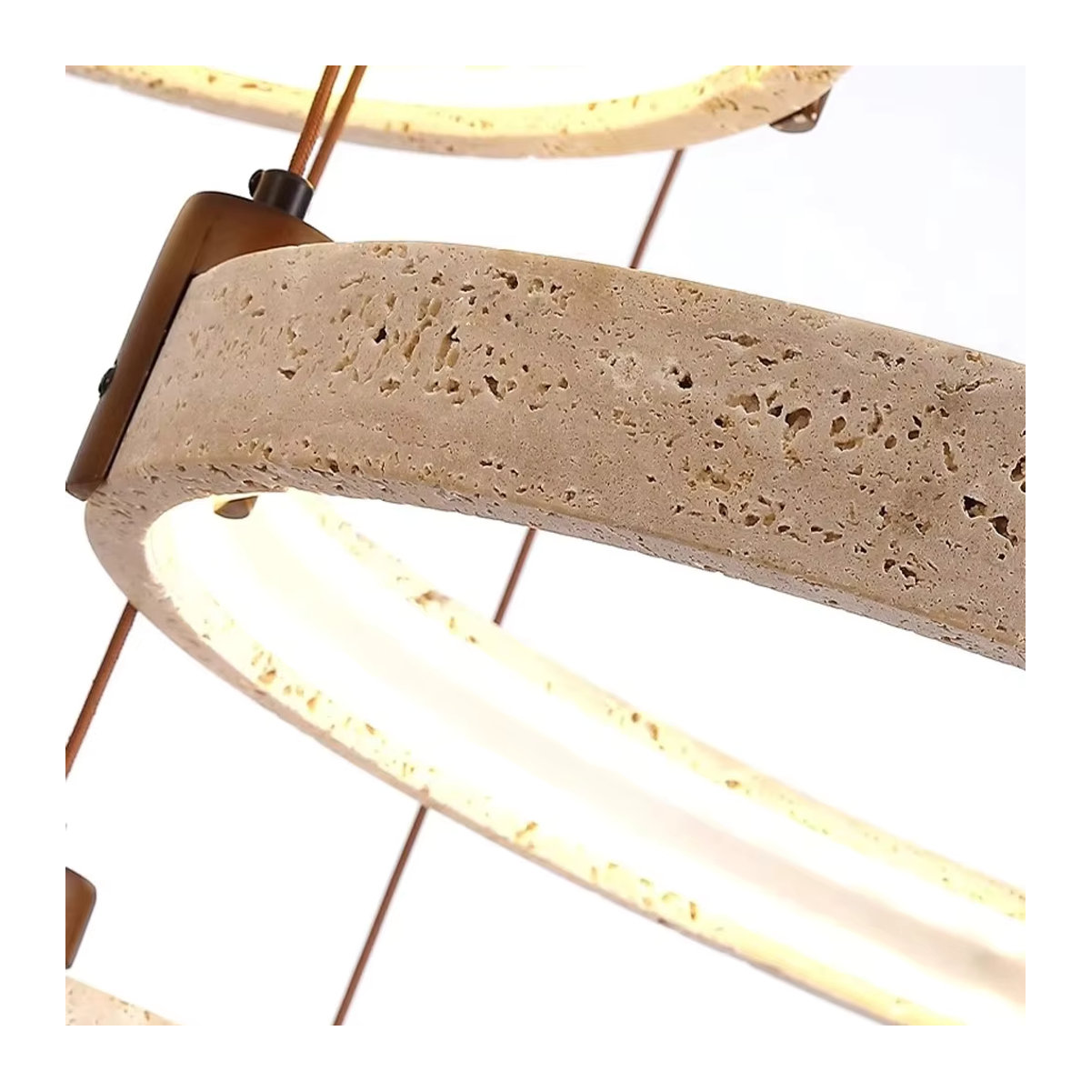 TAONUANSHU Pendelleuchte aus Naturstein Travertin in Beige im Wabi-Sabi Stil - Bild 4