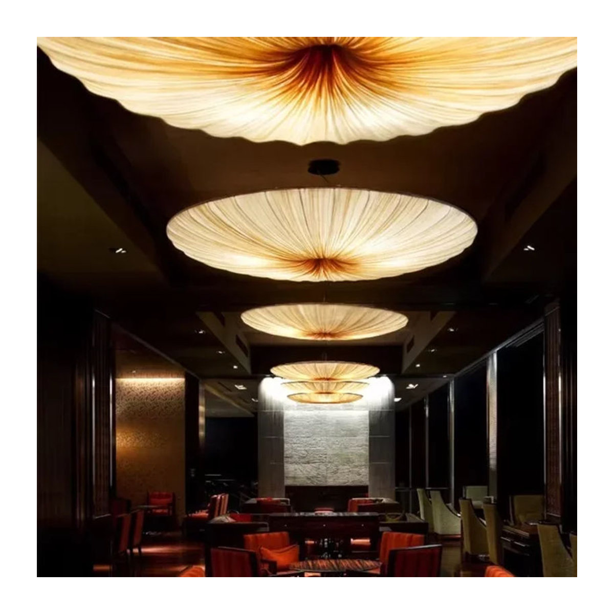 TAONUANSHU Wabi Sabi LED Stoff Pendelleuchte in Weiß, minimalistischer runder Kronleuchter für Wohnzimmer und Schlafzimmer - Bild 1