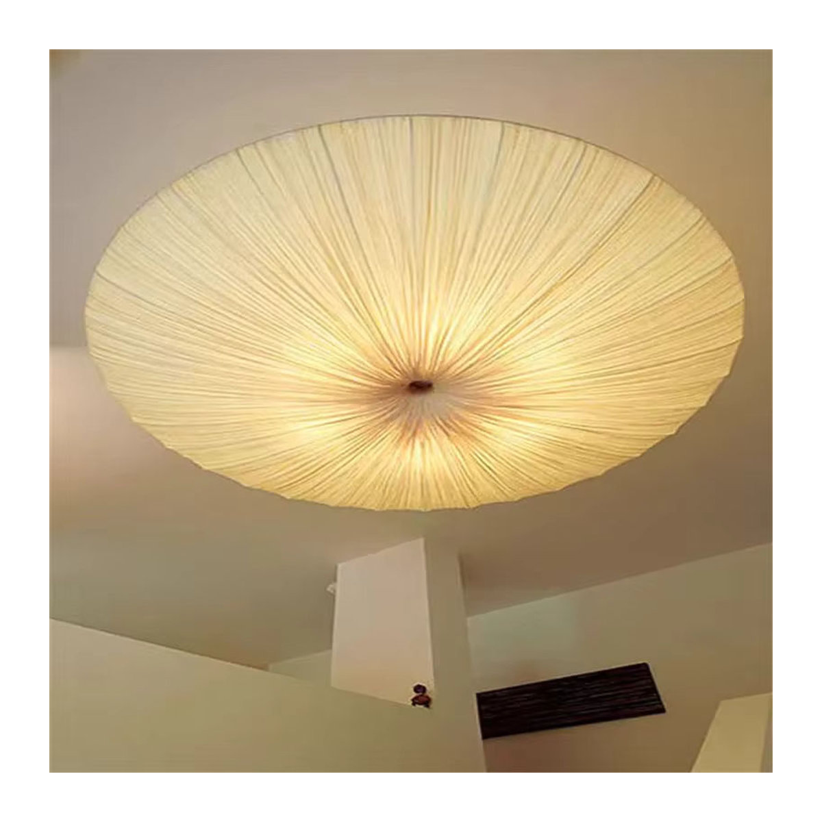 TAONUANSHU Wabi Sabi LED Stoff Pendelleuchte in Weiß, minimalistischer runder Kronleuchter für Wohnzimmer und Schlafzimmer - Bild 3
