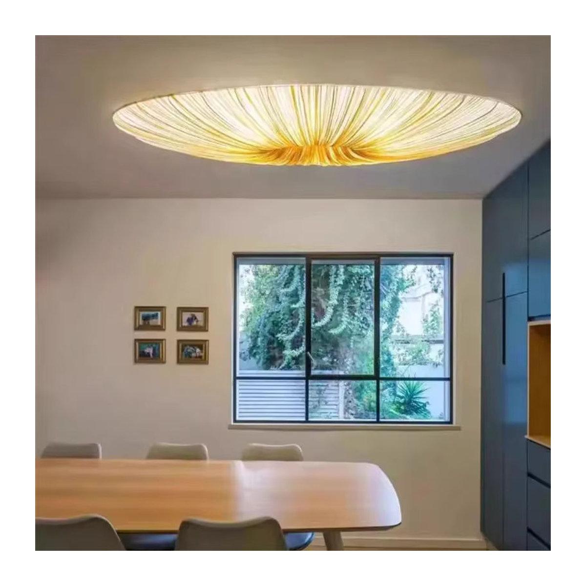 TAONUANSHU Wabi Sabi LED Stoff Pendelleuchte in Weiß, minimalistischer runder Kronleuchter für Wohnzimmer und Schlafzimmer - Bild 6