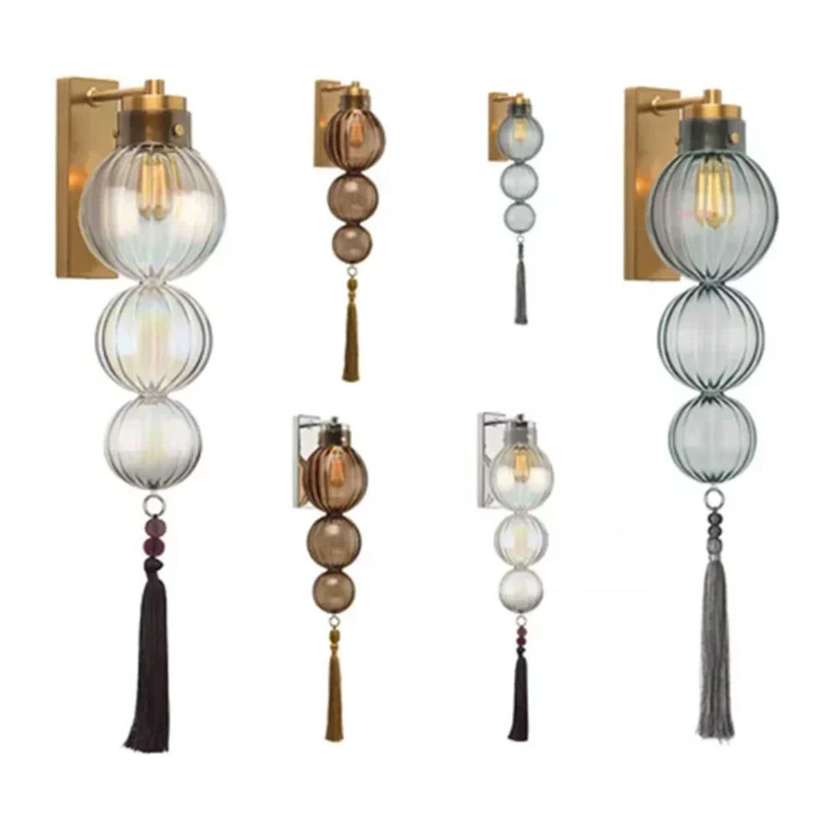 TAONUANSHU Wandlampe im Nordic Design aus Glas und Kupfer in Kürbis-Optik für Wohnzimmer und Esszimmer - Bild 1