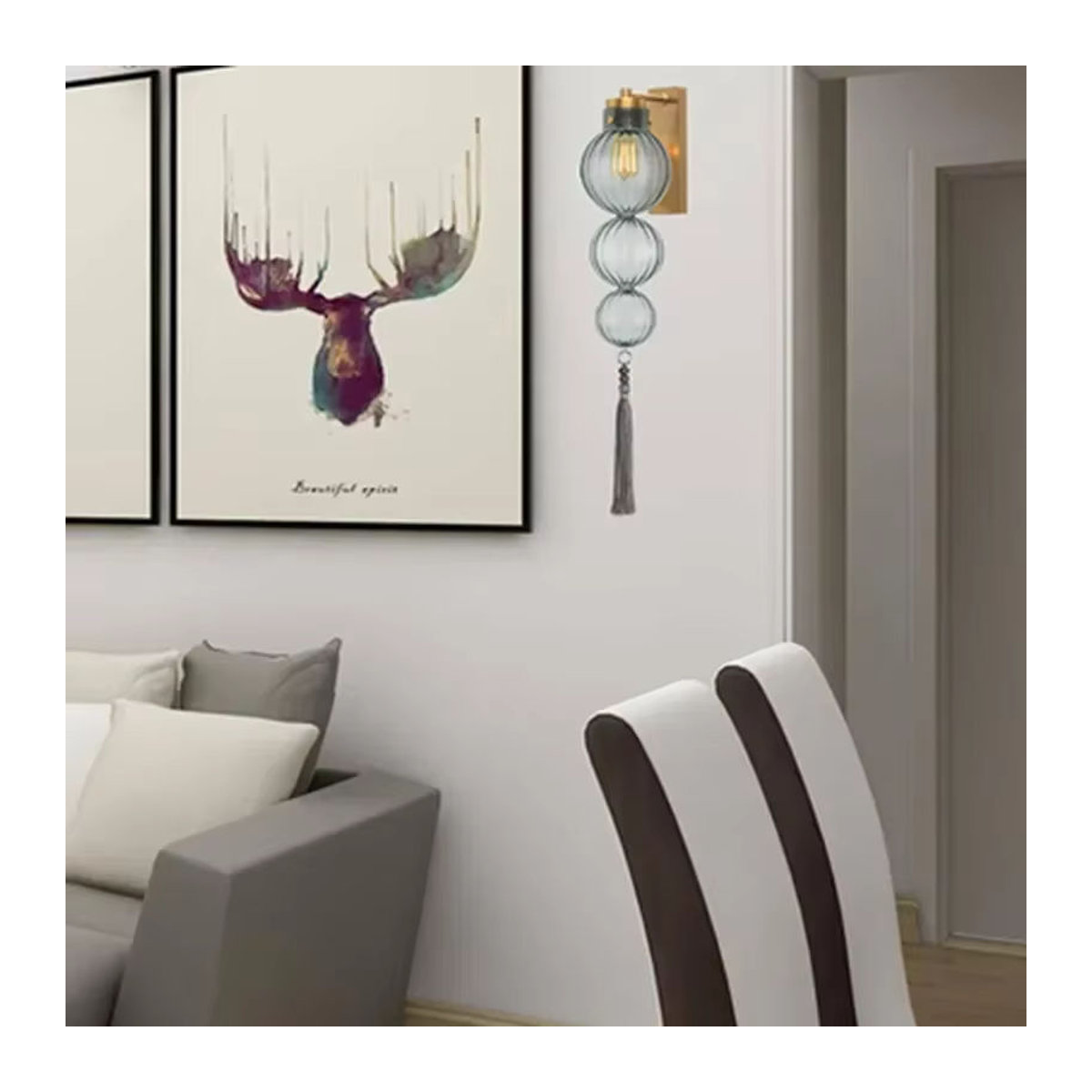TAONUANSHU Wandlampe im Nordic Design aus Glas und Kupfer in Kürbis-Optik für Wohnzimmer und Esszimmer - Bild 2