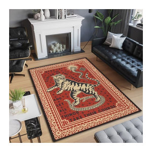 Tapis Fonda Moderner Plüschteppich mit abstraktem Tiger-Design in Rot