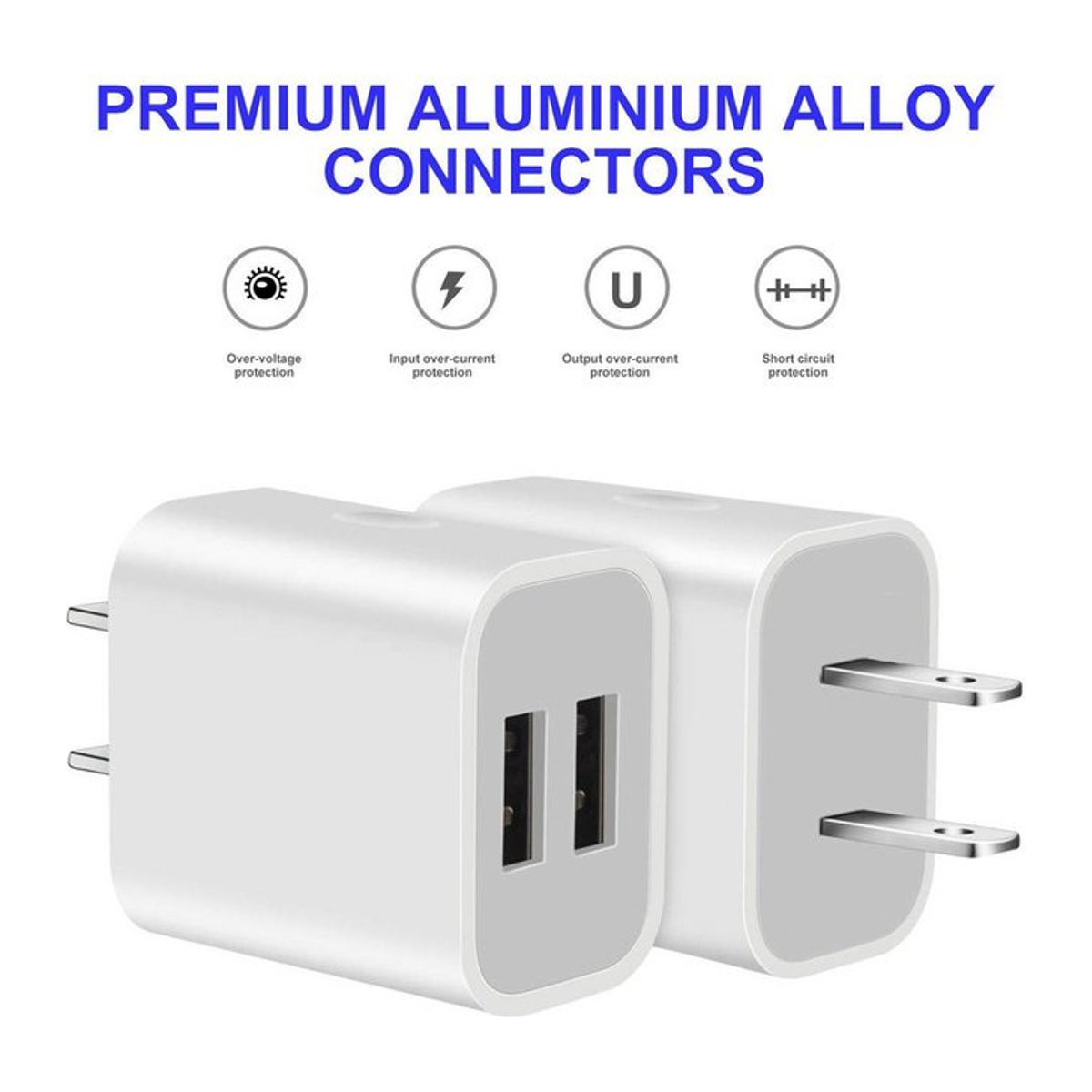 TAQKRED USB Dual Port Ladegerät 5V/2A Reise Adapter mit zwei USB-Anschlüssen in Weiß - Bild 1