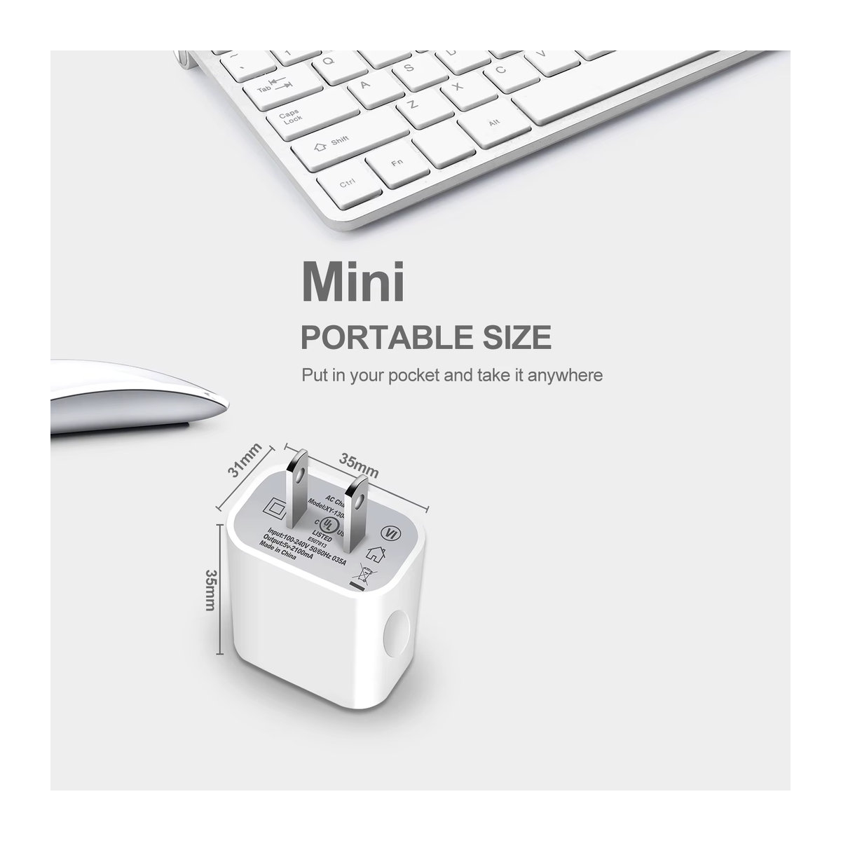 TAQKRED USB Dual Port Ladegerät 5V/2A Reise Adapter mit zwei USB-Anschlüssen in Weiß - Bild 2