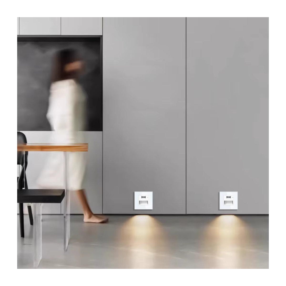 TAWOIA LED Treppenlicht mit PIR Bewegungssensor, minimalistische Wandleuchte als Einbau-Fußlicht für Treppe und Korridor, Weiß - Bild 4