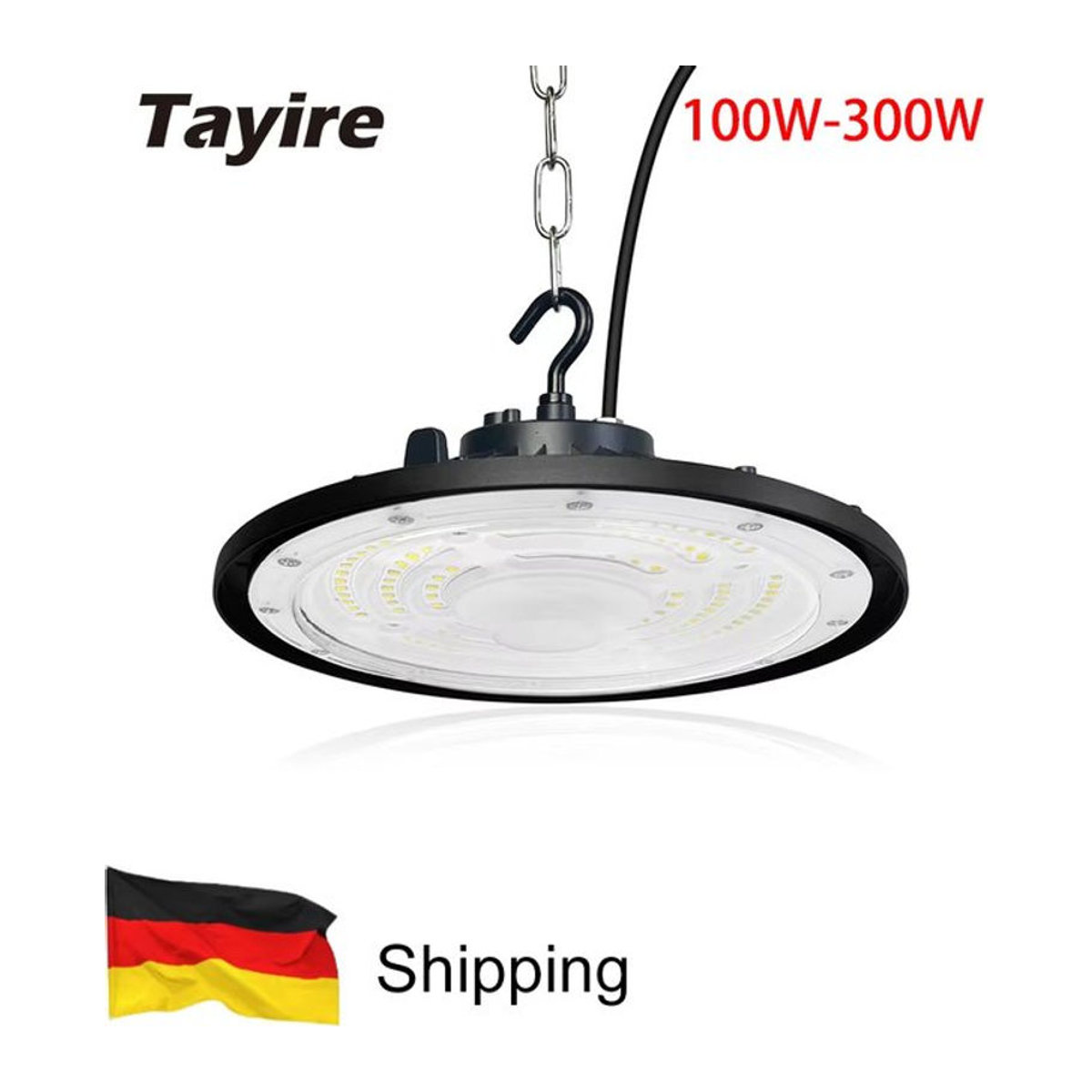 Tayire UFO LED-Hochregalleuchte für Industrie und Gewerbe, Schwarz, Aluminium, 6000 K - Bild 1