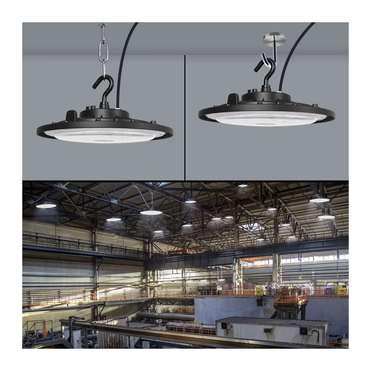 Tayire UFO LED-Hochregalleuchte für Industrie und Gewerbe, Schwarz, Aluminium, 6000 K - Bild 4
