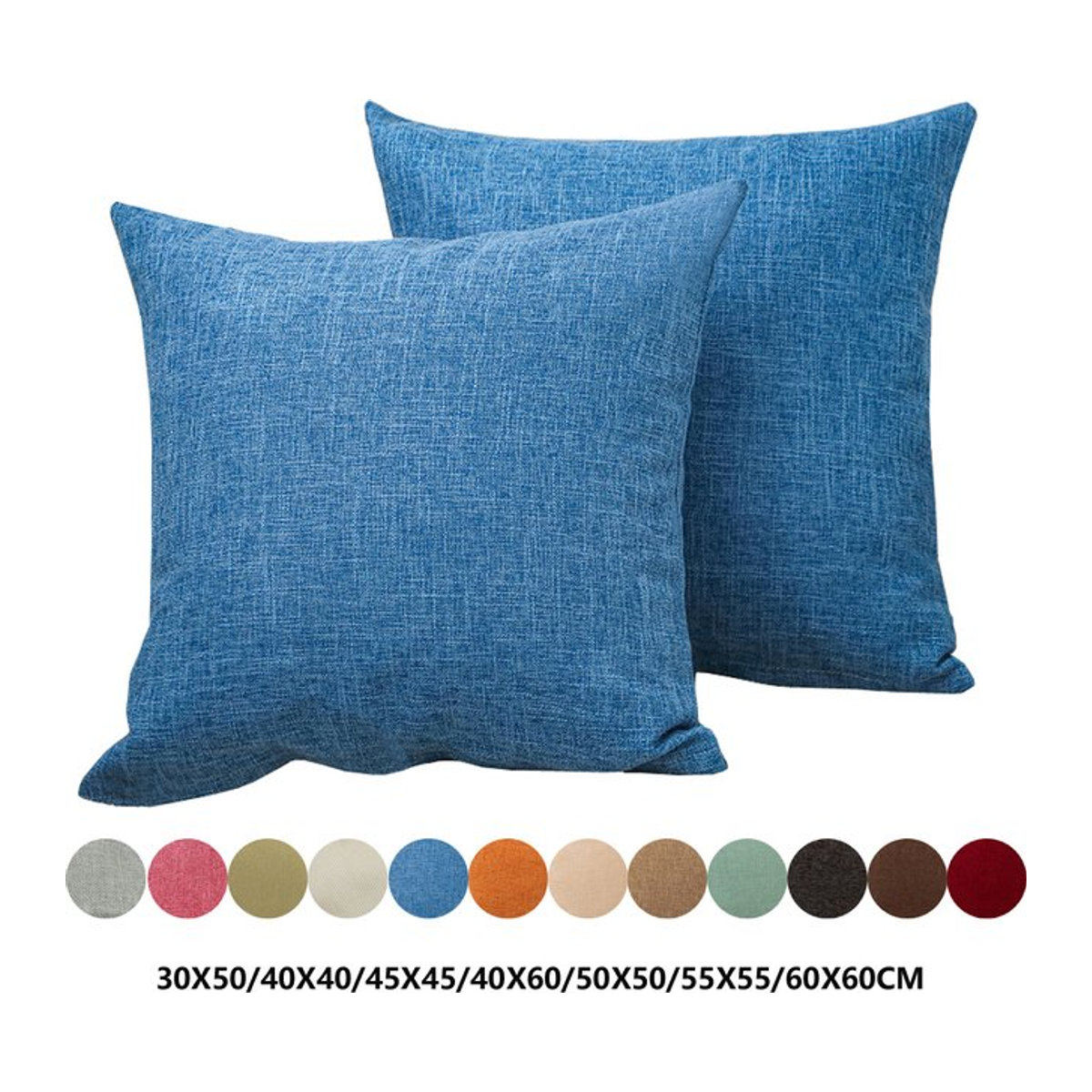 Tcaopoo Kissenbezug aus Leinen in Blau für Sofa und Home Office - Bild 1