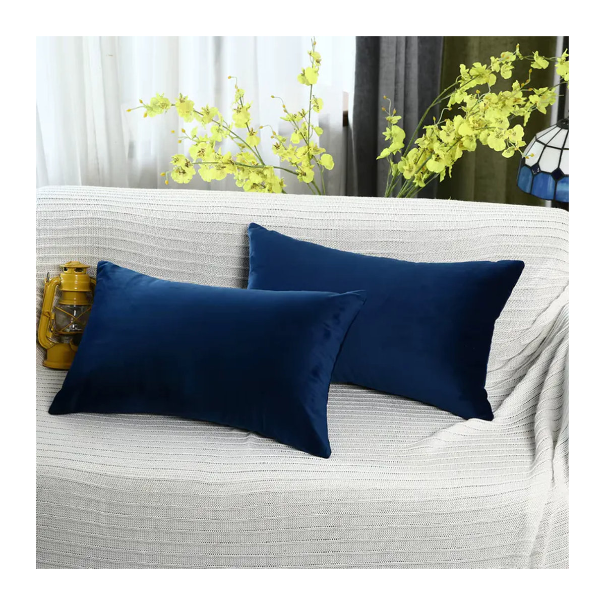 Tcaopoo Samt Kissenbezug Blau für Sofa und Deko - Bild 2