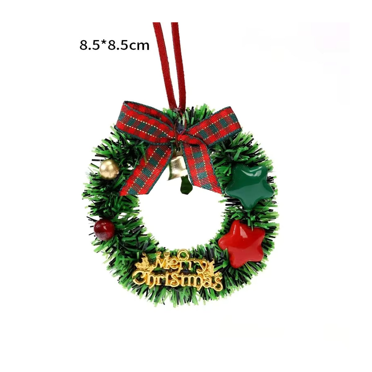 TCYATO1PCS Weihnachts-Hängeornament für den Auto-Rückspiegel mit Glocke, Mini-Kranz und Weihnachtsbaum in Mehrfarbig - Bild 5