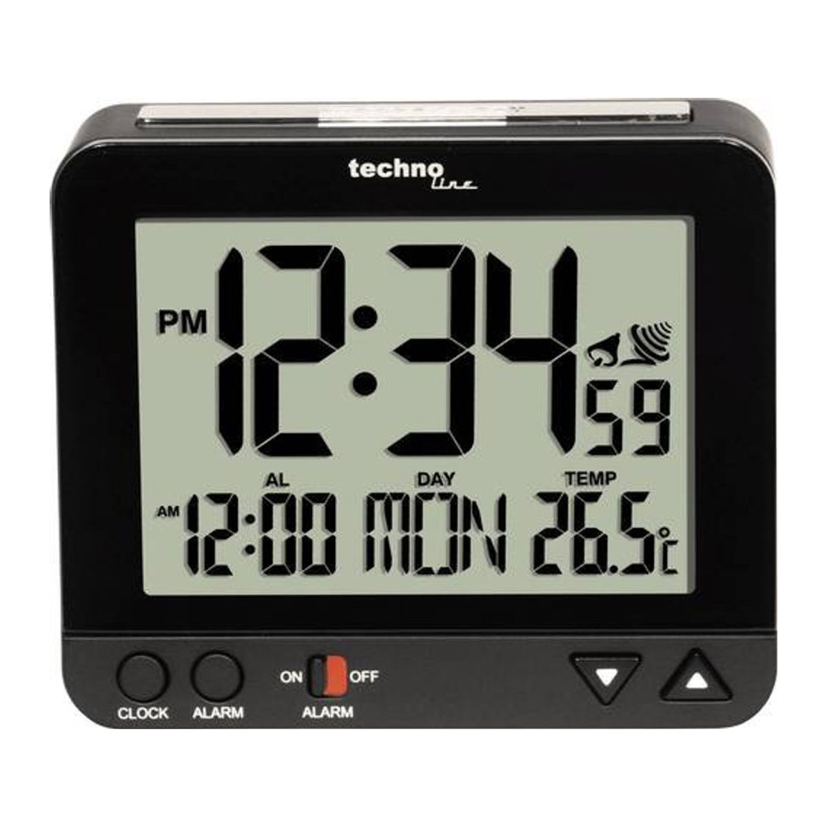 Techno Line WT 195 Digitaler Funkwecker Schwarz mit Beleuchtung und Datumsanzeige - Bild 2