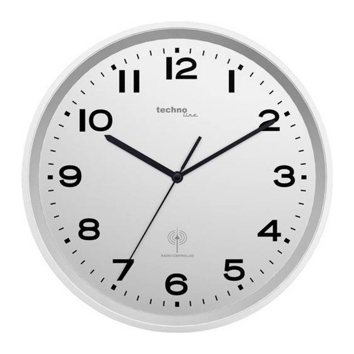 Techno Line WT 8500 Funk Wanduhr Analog Silber Durchmesser: 30 cm, Tiefe: 4,1 cm - Bild 1