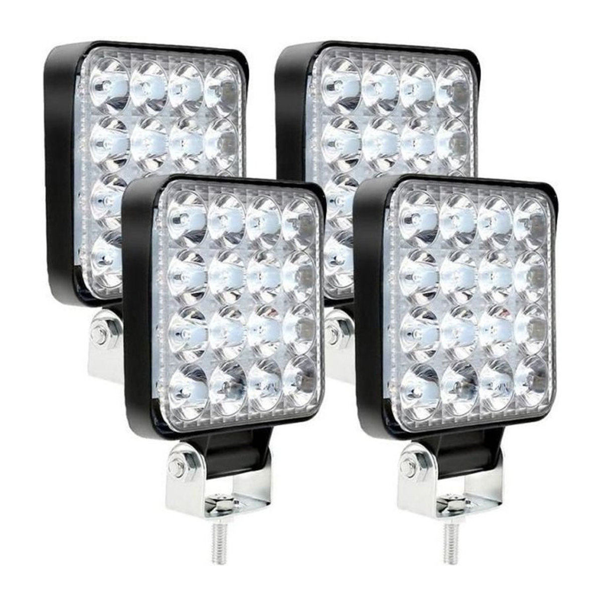 Techtrusty 4er Set LED Arbeitsscheinwerfer 12V 24V mit 16 LED und 48W, wasserdichte Offroad Arbeitsscheinwerfer IP67 für Traktor A11 - Bild 1