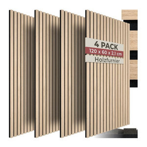 tectake Akustikpaneele Holzoptik Eiche hell in Braun und Beige, B: 60 cm, H: 120 cm, T: 2,1 cm
