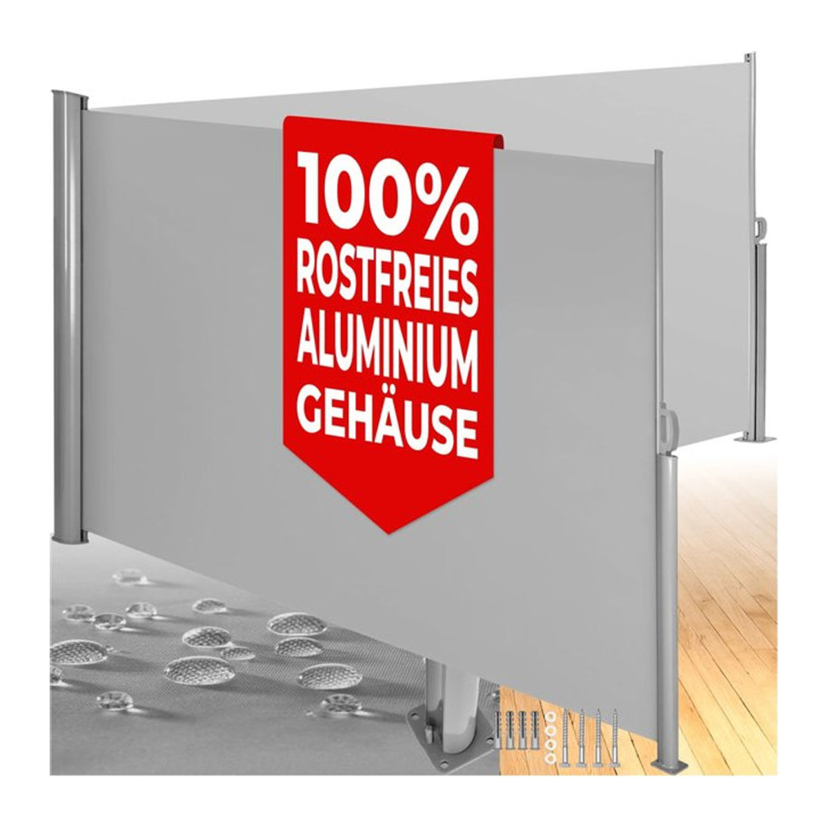 tectake Aluminium Doppel-Seitenmarkise ausziehbar blickdicht B/H: 600 x 200 cm - Bild 1