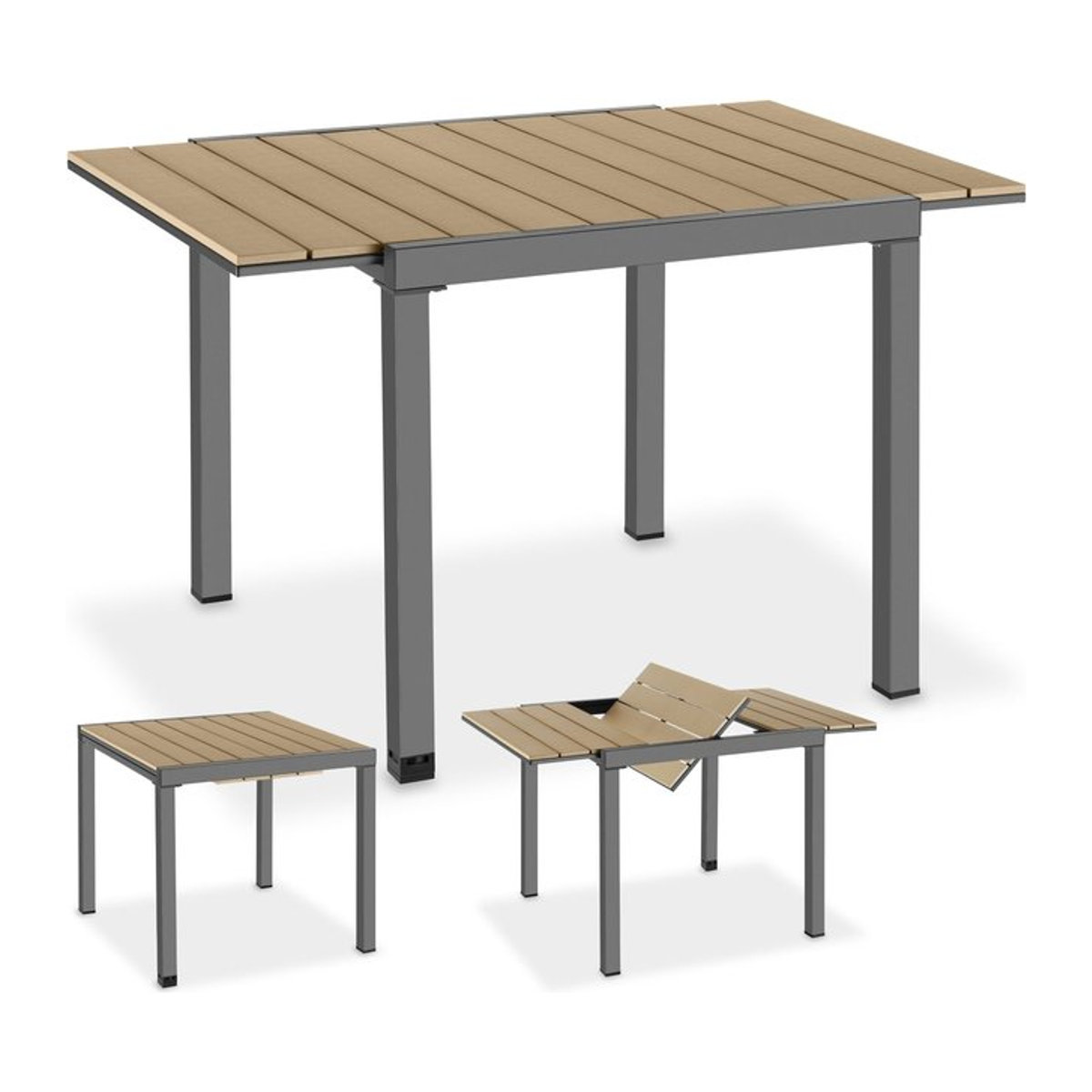 tectake Aluminium Gartentisch modern, ausziehbar für 4-6 Personen, wetterfest und UV-beständig, B/T/H: 80-120 x 80 x 74 cm - Bild 1