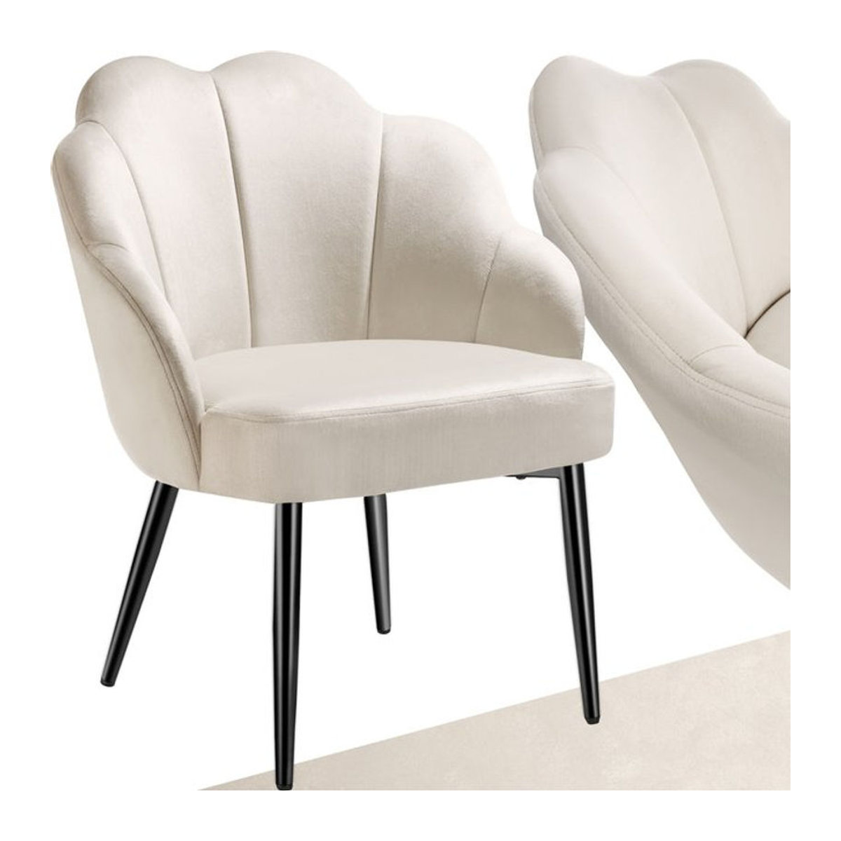 tectake Cocktailsessel Modern mit Samtbezug in Beige, B/T/H: 66 x 62 x 80,5 cm - Bild 1