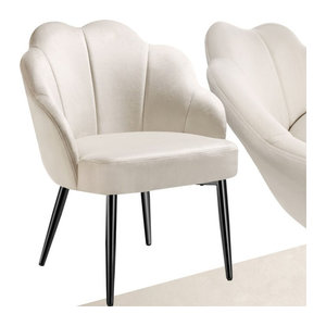 tectake Cocktailsessel Modern mit Samtbezug in Beige, B/T/H: 66 x 62 x 80,5 cm