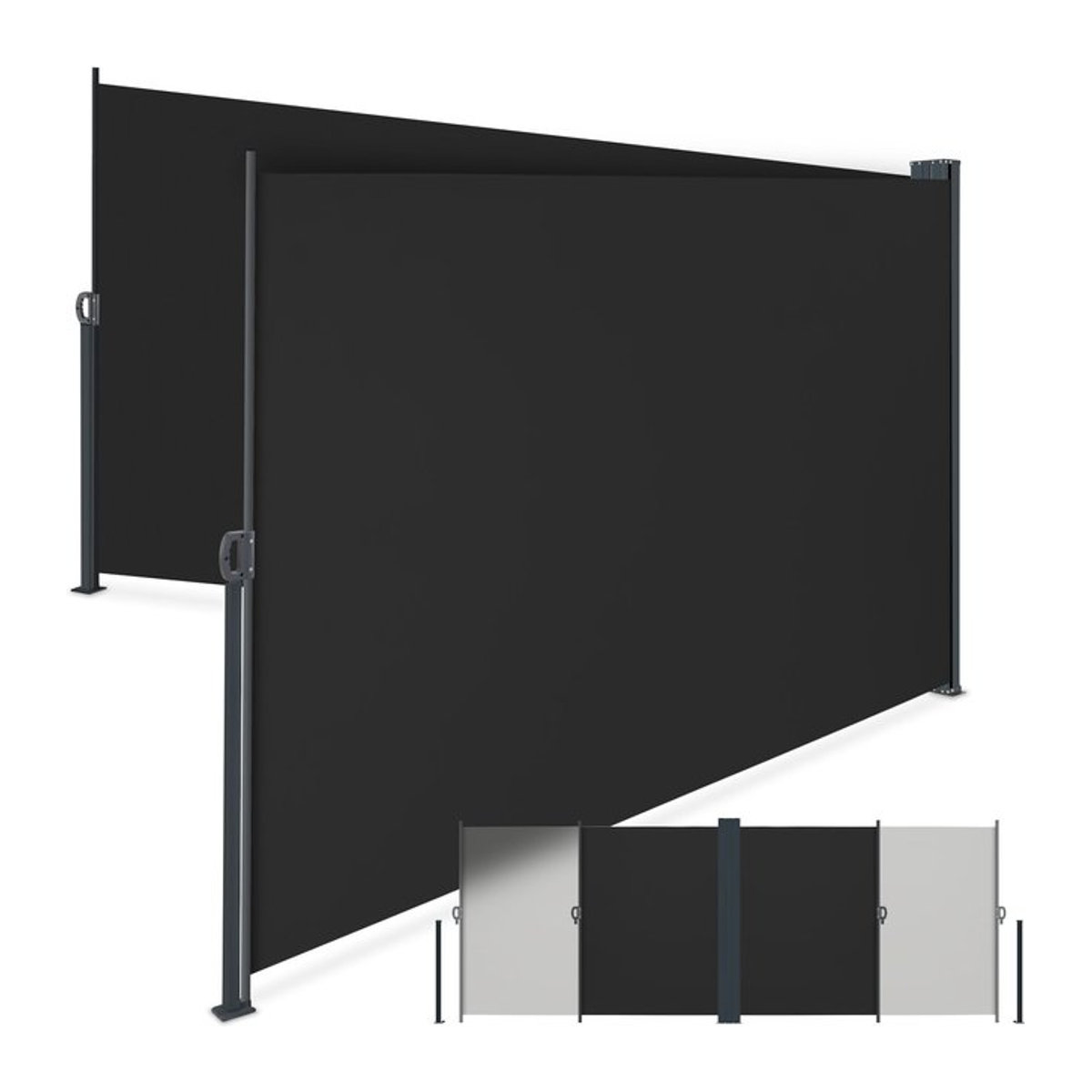 tectake Doppel-Seitenmarkise mit Aufrollmechanismus, H x B: 180 x 600 cm - Bild 1