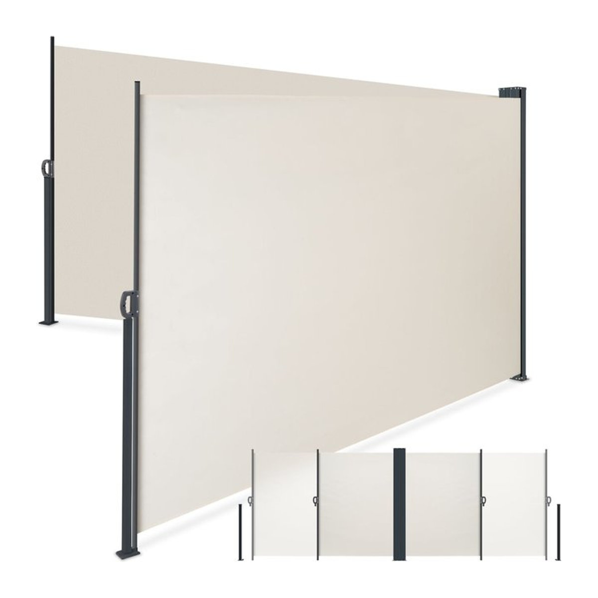 tectake Doppel-Seitenmarkise mit Aufrollmechanismus, H x B: 180 x 600 cm - Bild 1