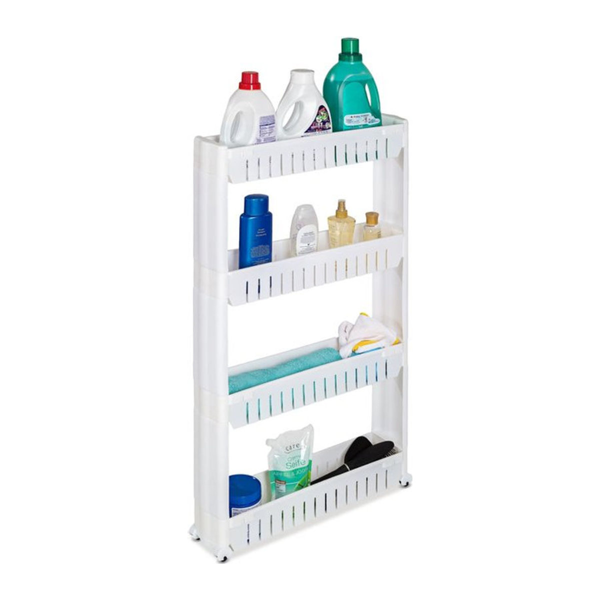 tectake Eckregal aus Kunststoff in Weiß, 4 Ebenen, freistehend, B: 54 cm, T: 12 cm, H: 101 cm - Bild 1