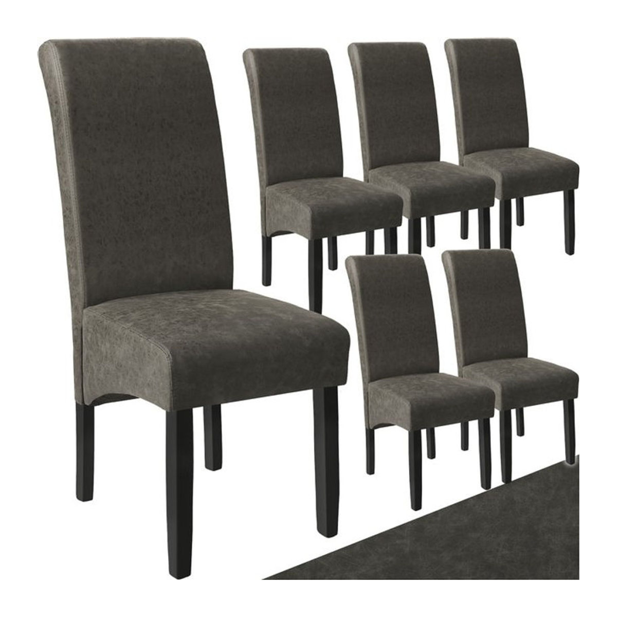 tectake Esszimmerstuhl modern in Grau mit Kunstlederbezug und Massivholzbeinen, B/T/H: 44 x 63 x 106 cm - Bild 1
