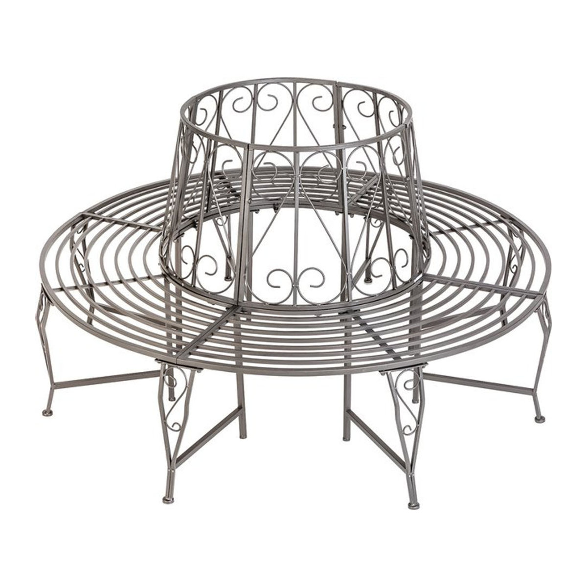 tectake Gartenbank Baumbank im Antik-Stil in Anthrazit und Alufarben, wetterfest, 360 Grad drehbar, B/T/H: 164 x 164 x 89 cm - Bild 1