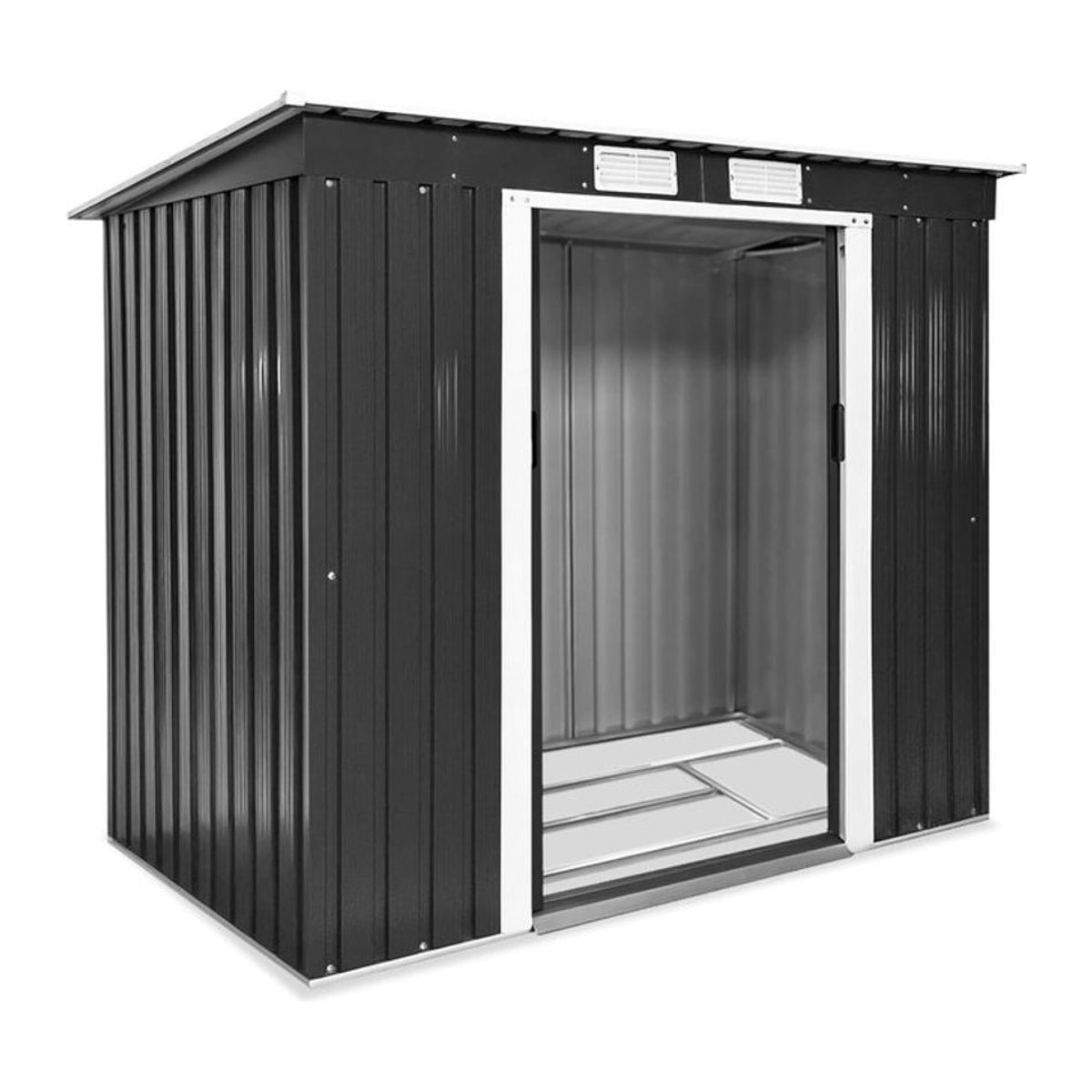 tectake Gartenhaus mit Pultdach aus Stahl in Anthrazit mit Schiebetür, B/T/H: 213 x 130 x 173 cm - Bild 1