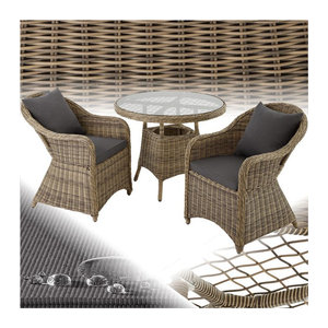 tectake Gartenmöbel-Set aus Aluminium und Polyrattan in Braun, wetterfest und UV-beständig