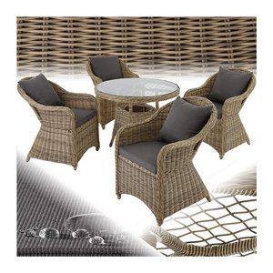 tectake Gartenmöbel-Set aus Polyrattan und Aluminium in Braun, wetterfest und UV-beständig