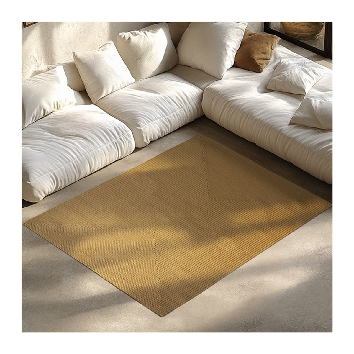 tectake Geflochtener Teppich in Jute-Optik, Farbe: Gelb - Bild 1