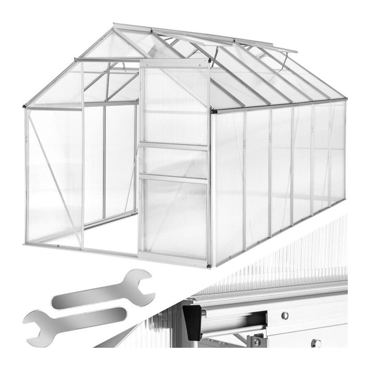 tectake Gewächshaus aus Aluminium in Alufarben ohne Fundament - Bild 1