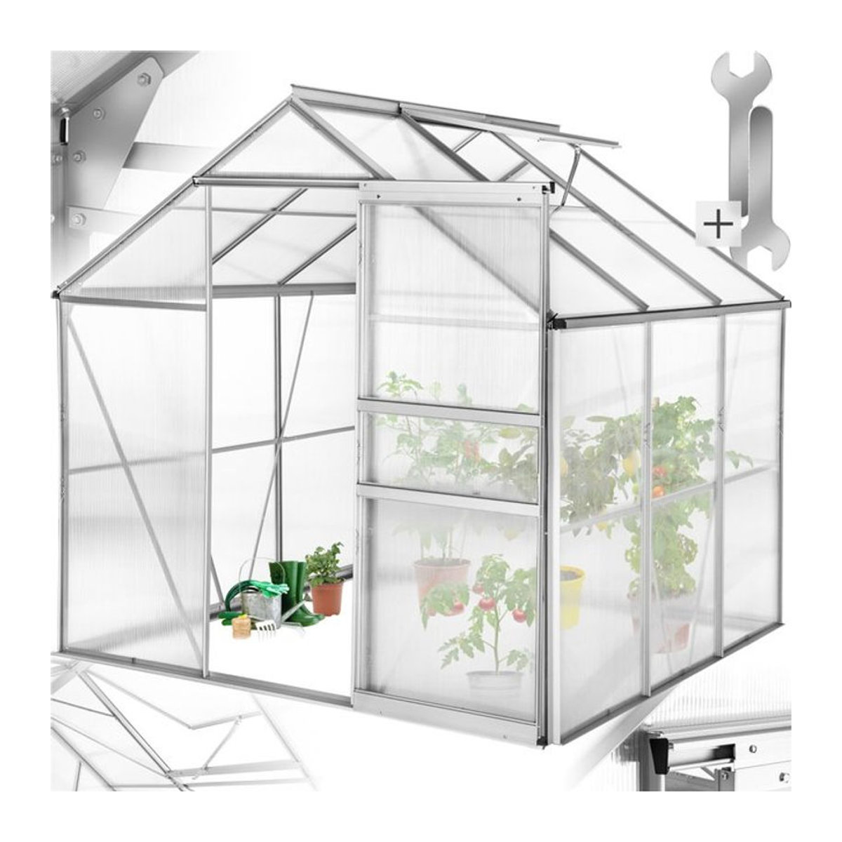 tectake Gewächshaus mit 5,85 m³, UV-beständig und wärmedämmend, B/T/H: 185 x 190 x 195 cm - Bild 1