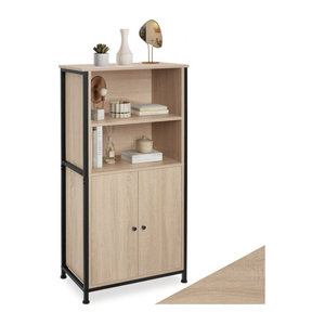 tectake Highboard im Industrial Style aus Stahl und Holz mit 2 offenen Fächern, B/T/H: 60 x 38 x 125 cm