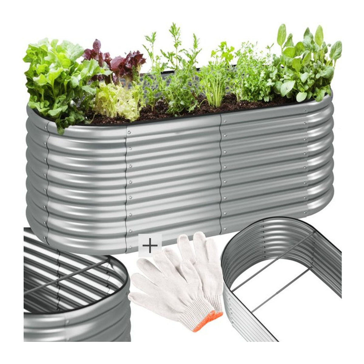tectake Hochbeet aus verzinktem Stahl in Alufarben, B/T/H: 160 x 80 x 60 cm - Bild 1