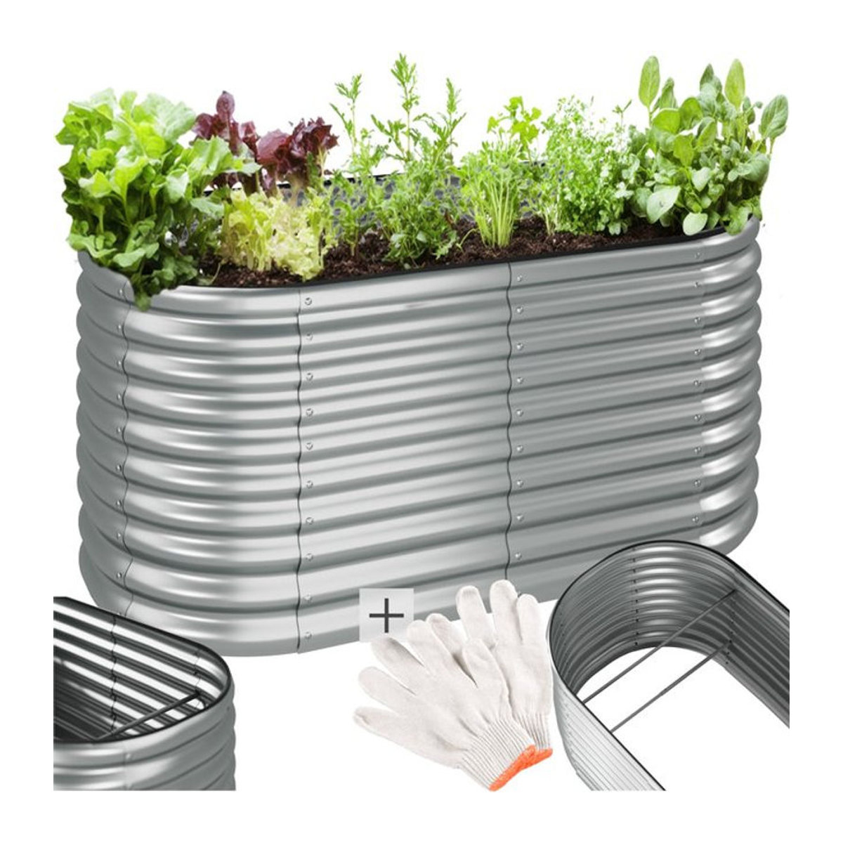 tectake Hochbeet aus verzinktem Stahl in Alufarben, B/T/H: 160 x 80 x 80 cm - Bild 1