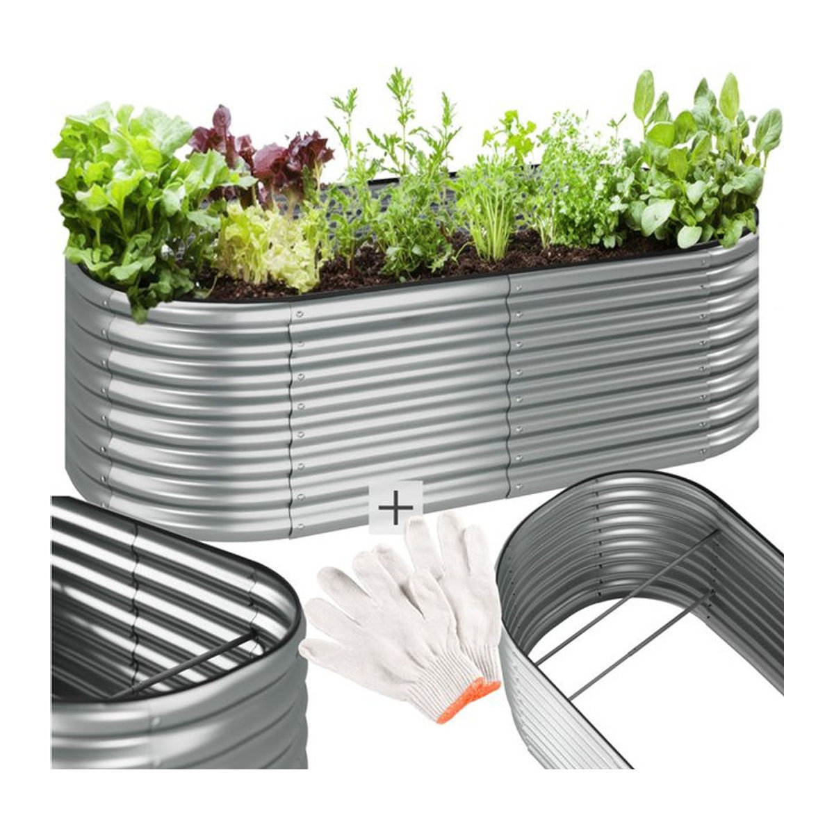 tectake Hochbeet aus verzinktem Stahl in Alufarben, B/T/H: 200 x 100 x 60 cm - Bild 1