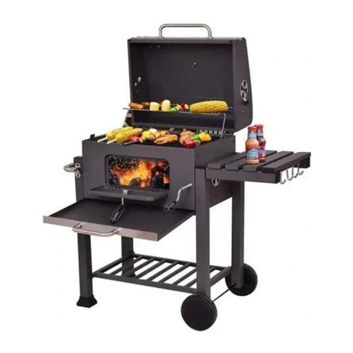 TecTake Holzkohlegrill XXL mit Deckel und Thermometer in Schwarz aus Metall - Bild 1