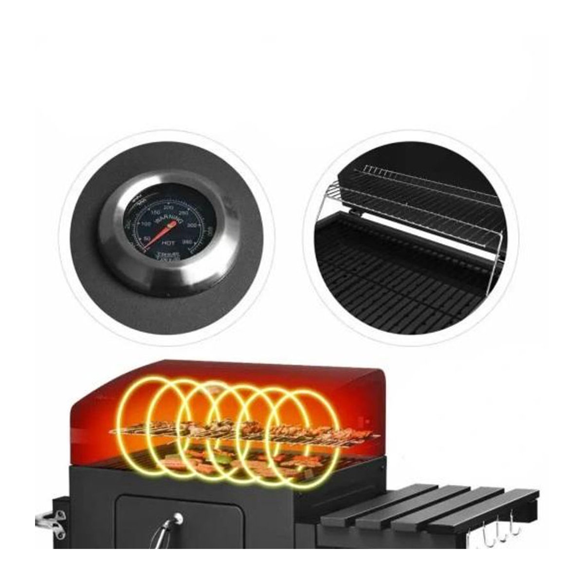 TecTake Holzkohlegrill XXL mit Deckel und Thermometer in Schwarz aus Metall - Bild 3