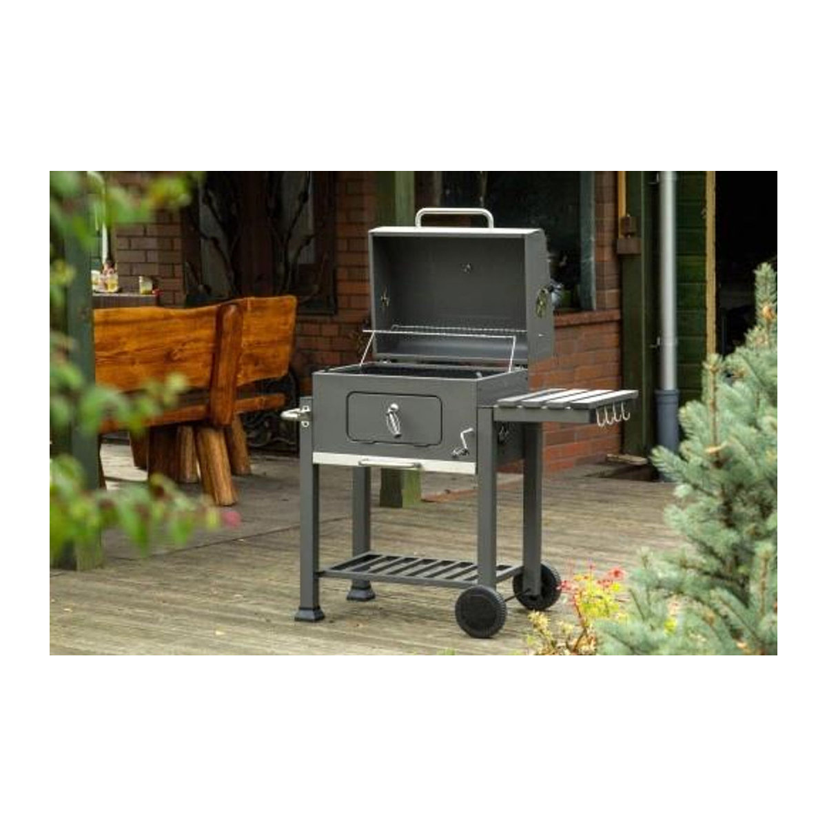 TecTake Holzkohlegrill XXL mit Deckel und Thermometer in Schwarz aus Metall - Bild 5