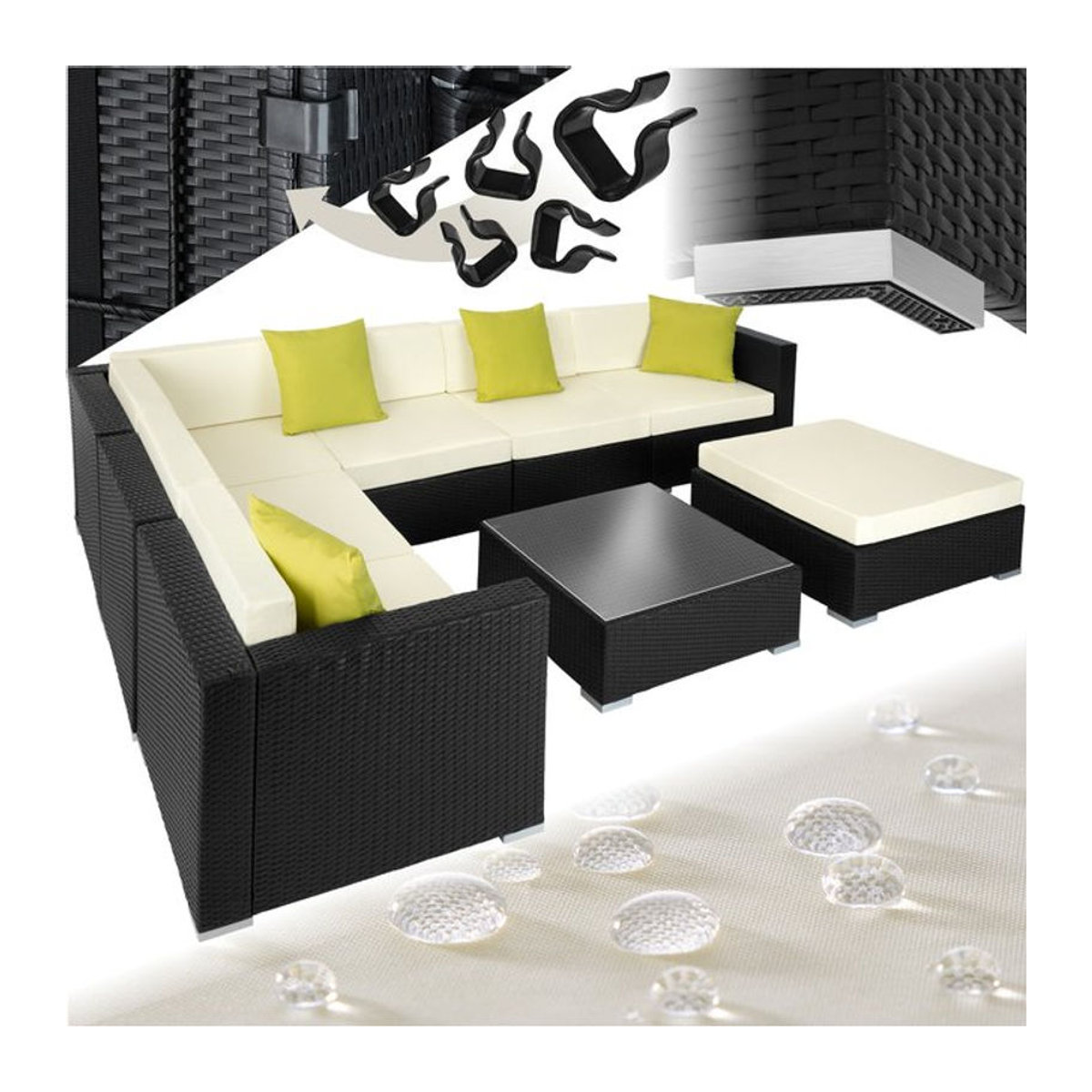 tectake Lounge Loungemöbel aus Polyrattan und Aluminium mit Sicherheitsglasplatte in Anthrazit - Bild 1