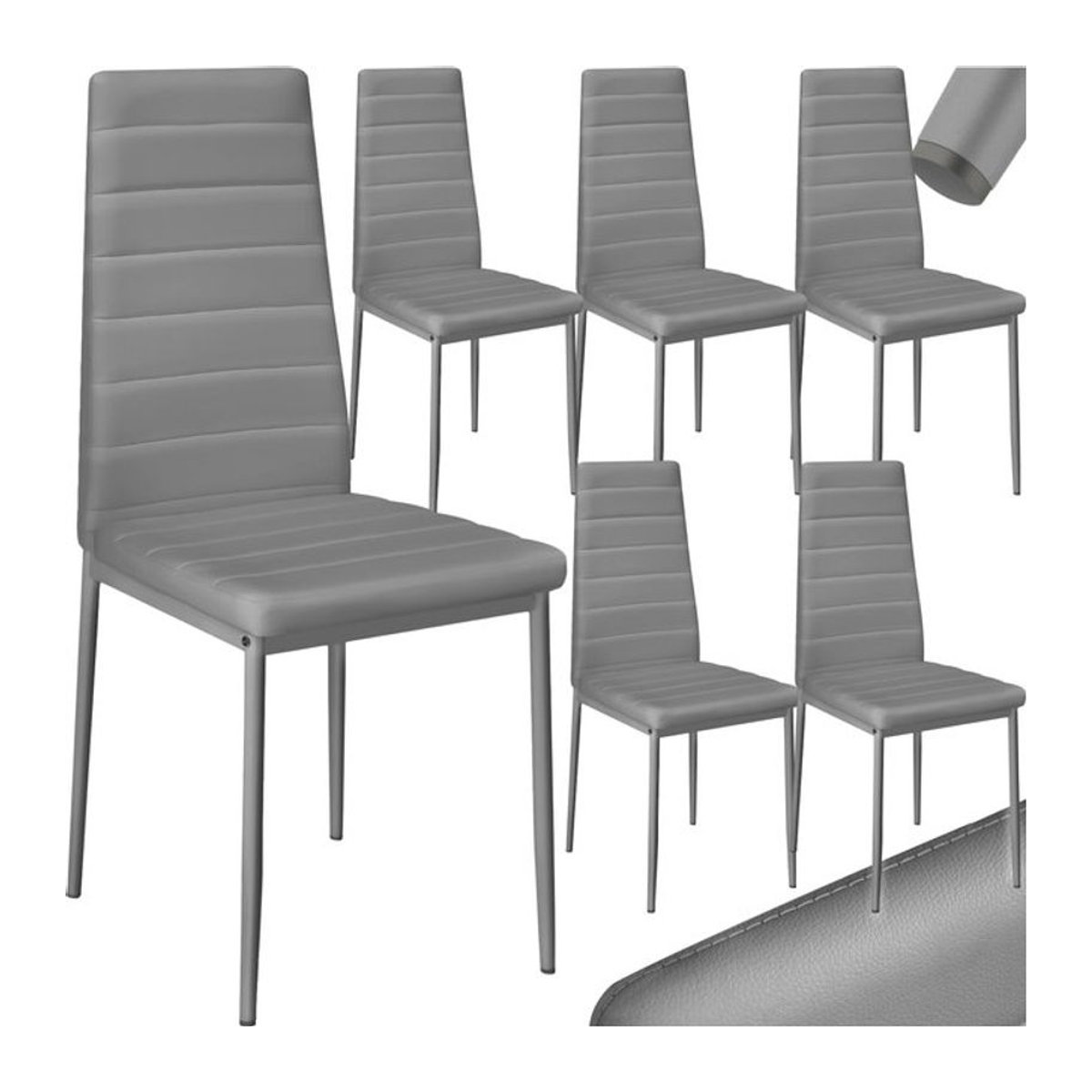 tectake Modern Set Esszimmerstühle mit Kunstlederbezug und Stahlbeinen, B/T/H: 45 x 48 x 98,5 cm - Bild 1