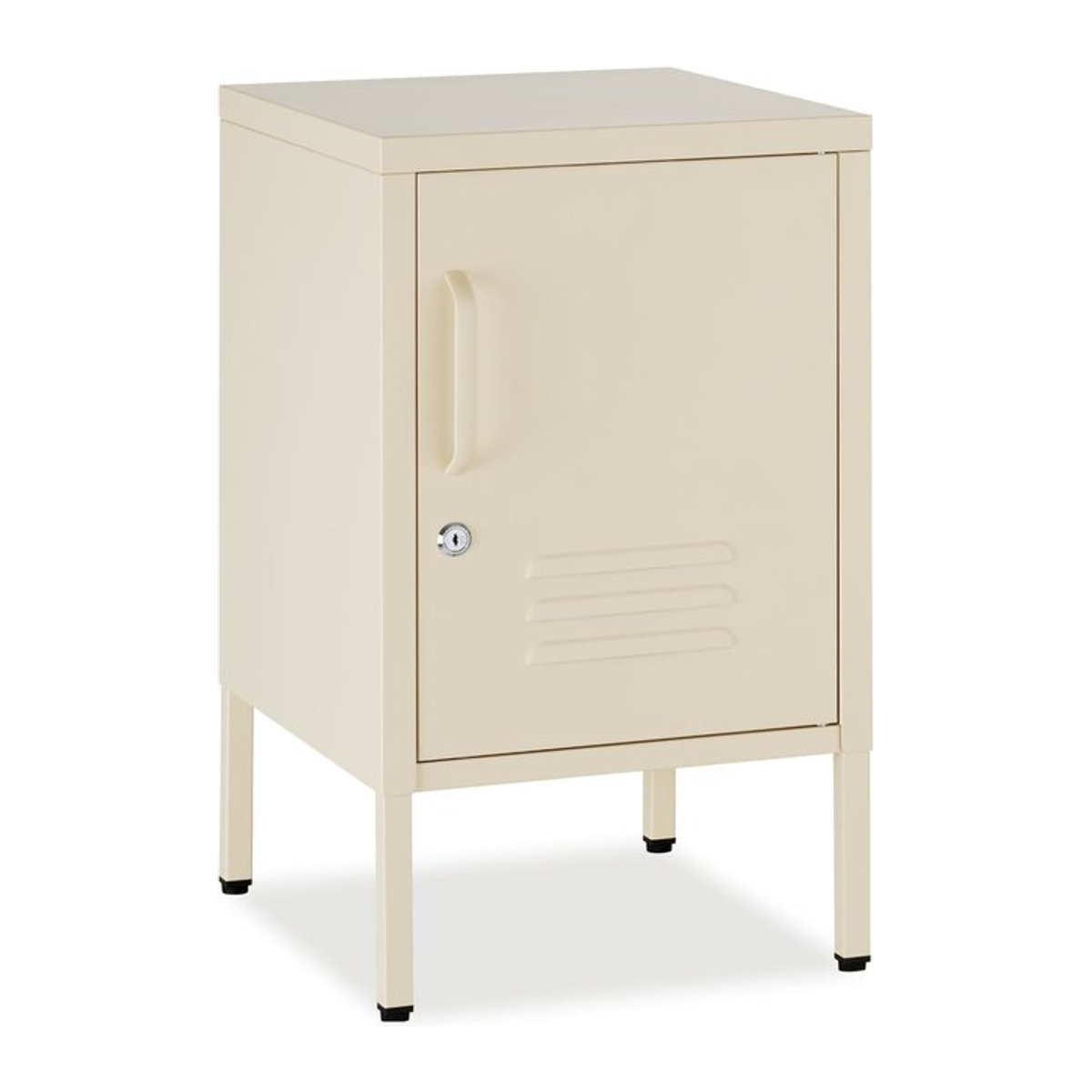 tectake Nachttisch aus Stahl in Beige mit abschließbarer Tür und Magnetverschluss im Industrial Design - Bild 1