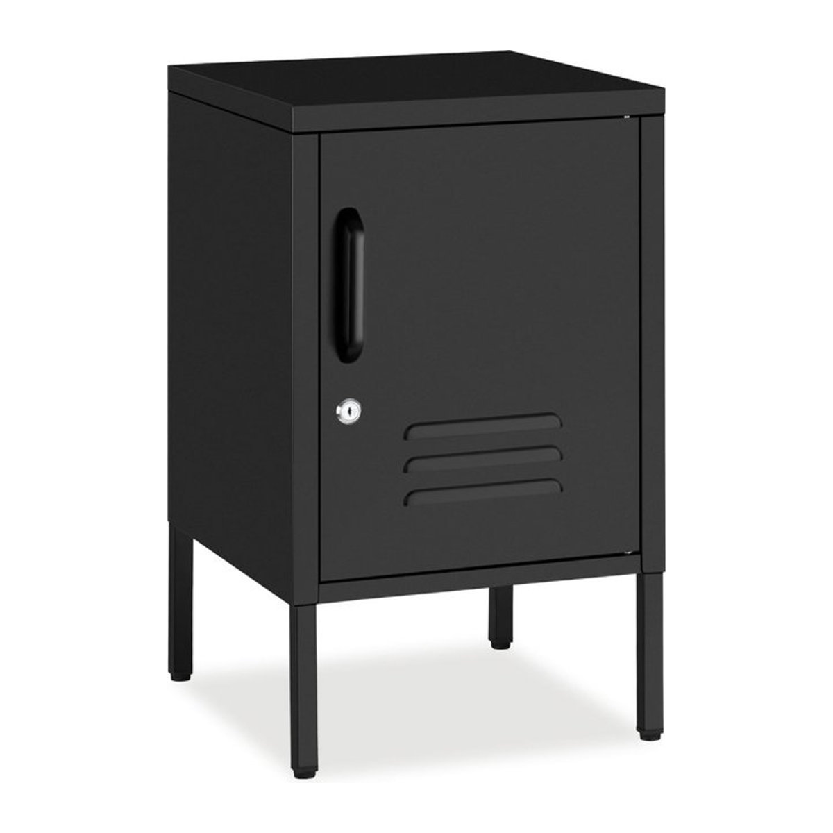 tectake Nachttisch aus Stahl in Schwarz im Industrial Design mit abschließbarer Tür und Magnetverschluss - Bild 1